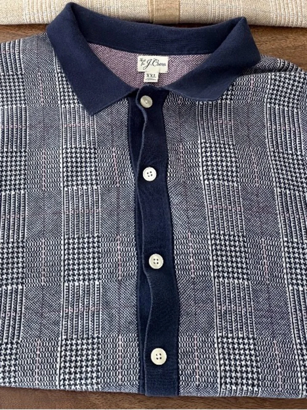 J. Crew Men’s Navy and Gray Checked Polo
